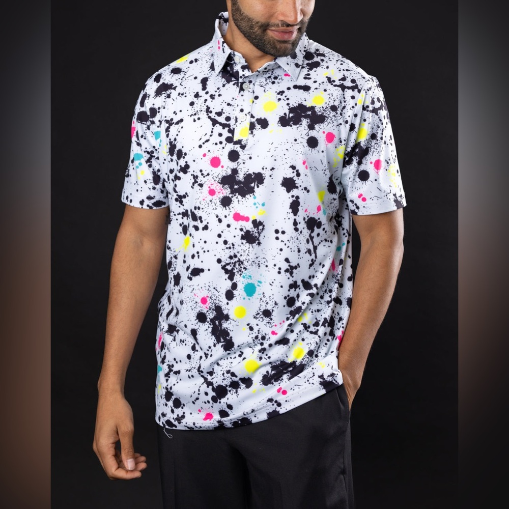 Sunday Swagger Men's XL Multicolor Splatter Print Shirt